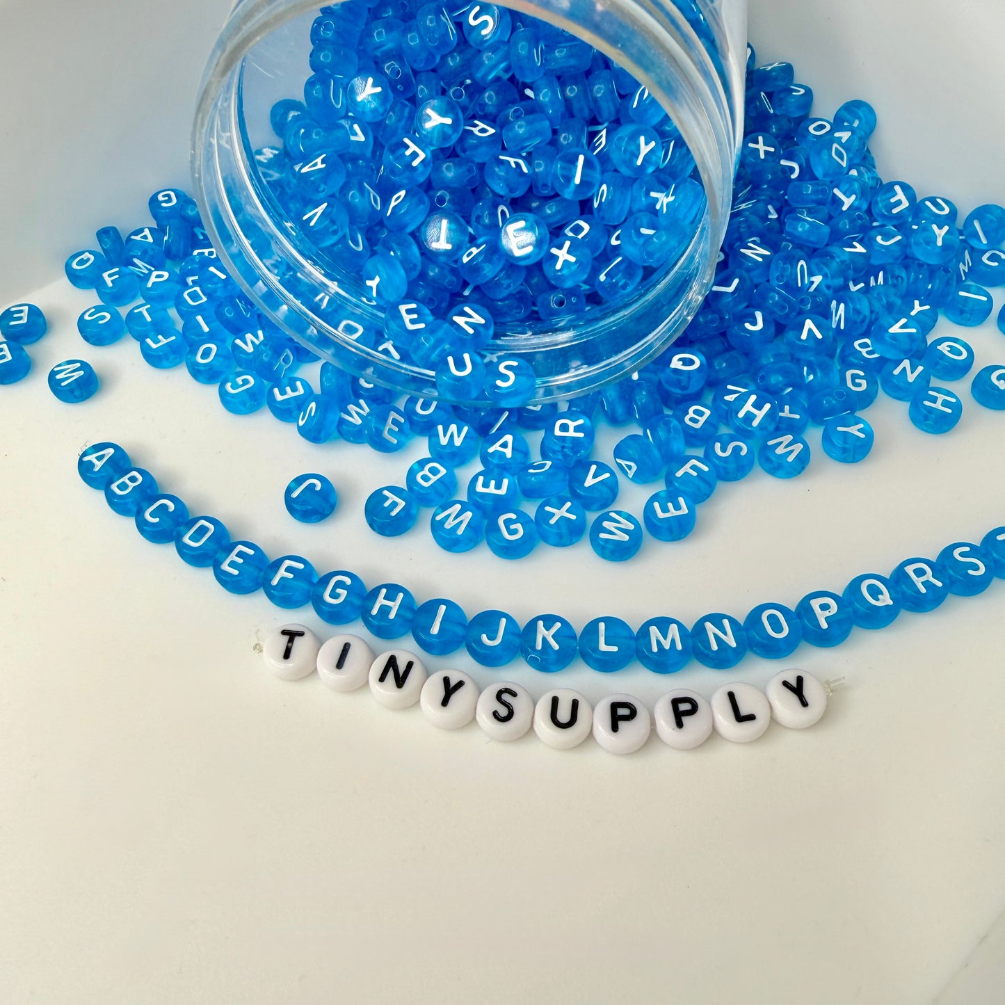 Translucent DARK BLUE, White Letter A-Z Alphabet Individual Beads (7MM)