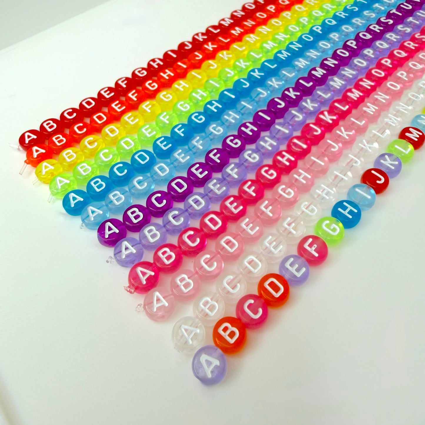 Translucent LIGHT PINK, White Letter A-Z Alphabet Individual Beads (7MM)