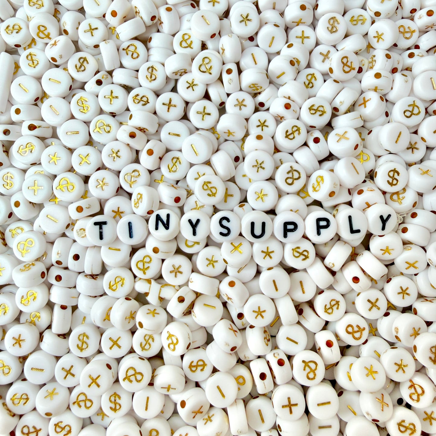 7MM Gold Ampersand Asterisk, Plus, Minus, Dollar Sign Symbol Beads
