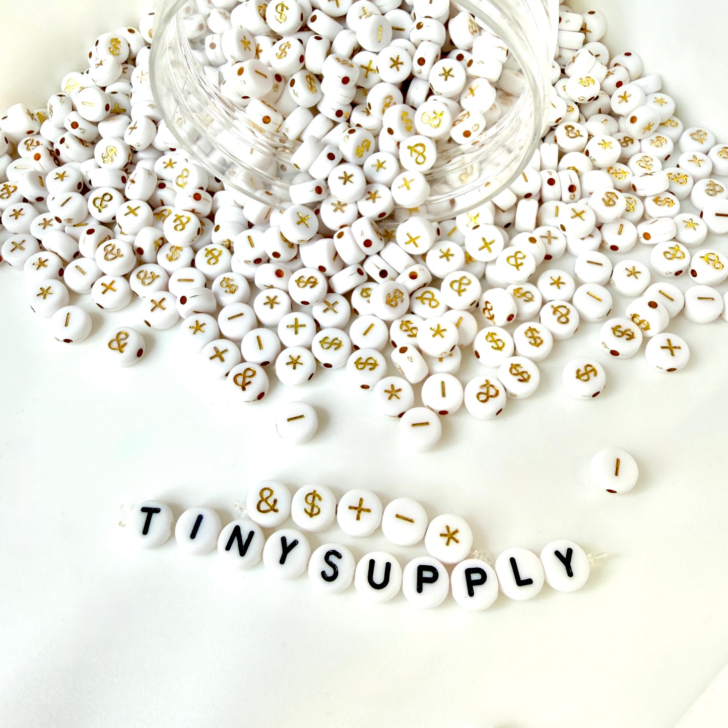 7MM Gold Ampersand Asterisk, Plus, Minus, Dollar Sign Symbol Beads