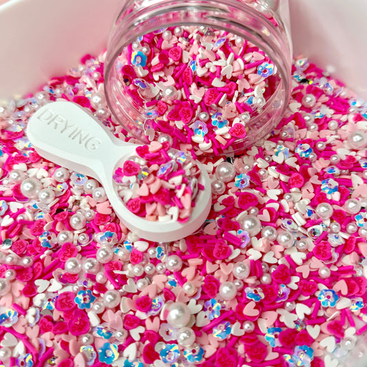 FAKE Pink Hearts and Flowers Polymer Clay Sprinkle Mix (NOT EDIBLE) D53-04