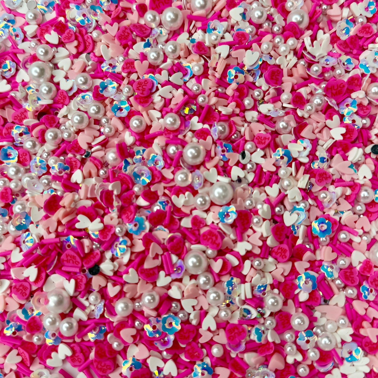 Pink Hearts and Flowers Polymer Clay Sprinkle Mix (NOT EDIBLE) D53-04