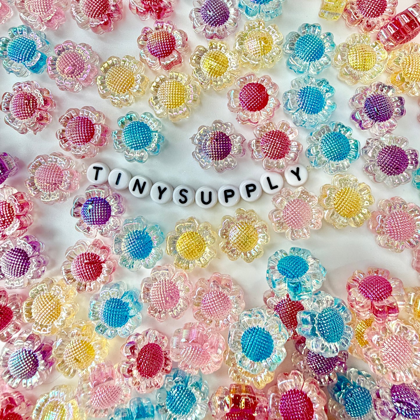 Chunky 16MM AB Sunflower Acrylic Spacer Beads