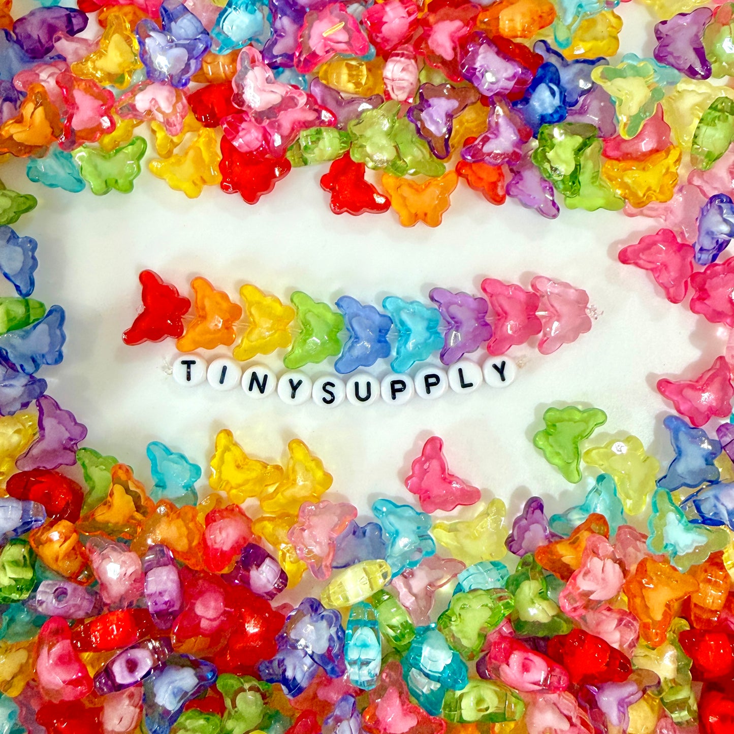 Chunky 15MM Mixed Colors Transparent Acrylic Rainbow Butterfly Spacer Beads
