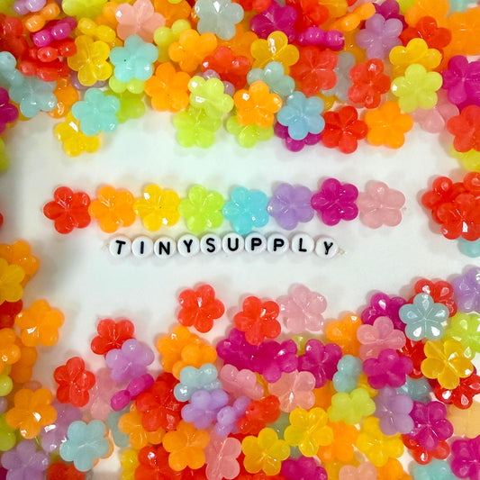Chunky 14MM Jelly Faceted Flower Acrylic Beads