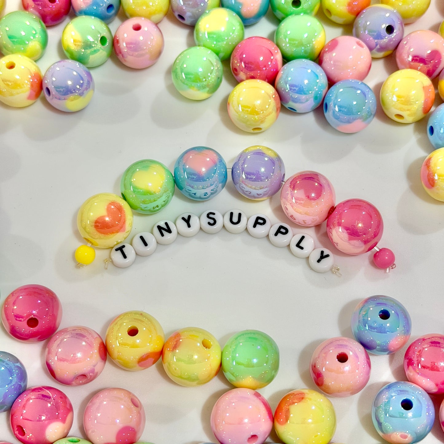Chunky Two-Toned UV Plated Round Bead with Heart (16.5x16mm)