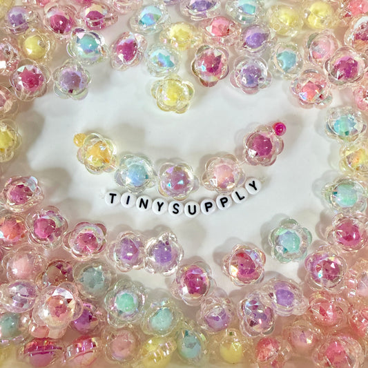 Chunky 18MM Mixed Acrylic Rainbow Flower Beads