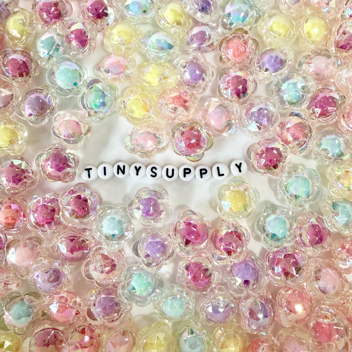 Chunky 18MM Mixed Acrylic Rainbow Flower Beads