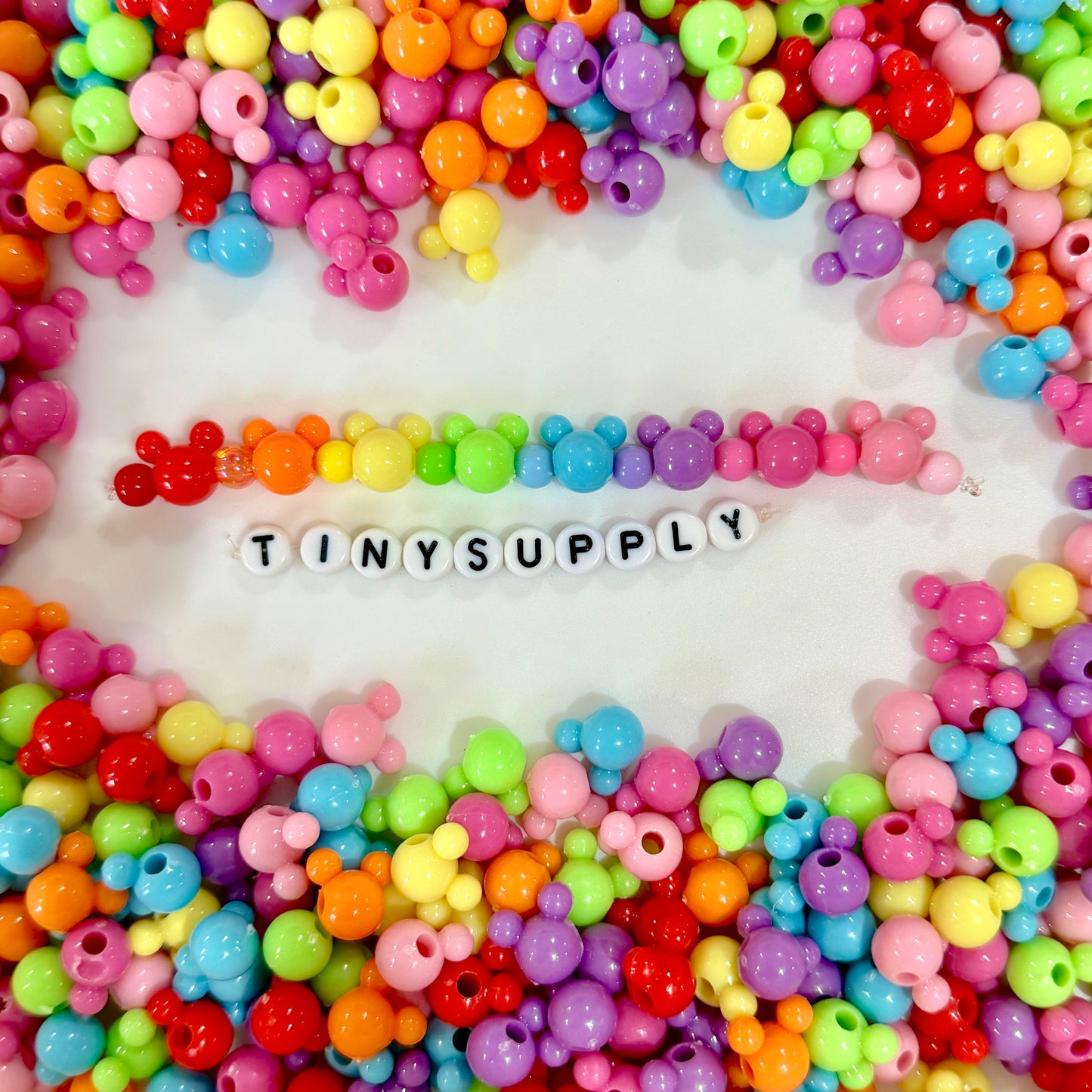 10MM Bright Neon Mouse Head Acrylic Spacer Beads