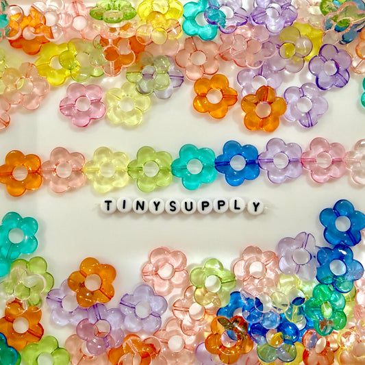 20MM Mixed Color Transparent Flower Themed Acrylic Flower Bead