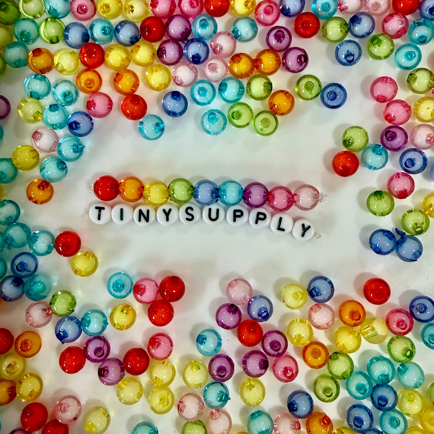 8MM Transparent Acrylic Rainbow Round Spacer Beads