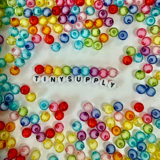 8MM Transparent Acrylic Rainbow Round Spacer Beads