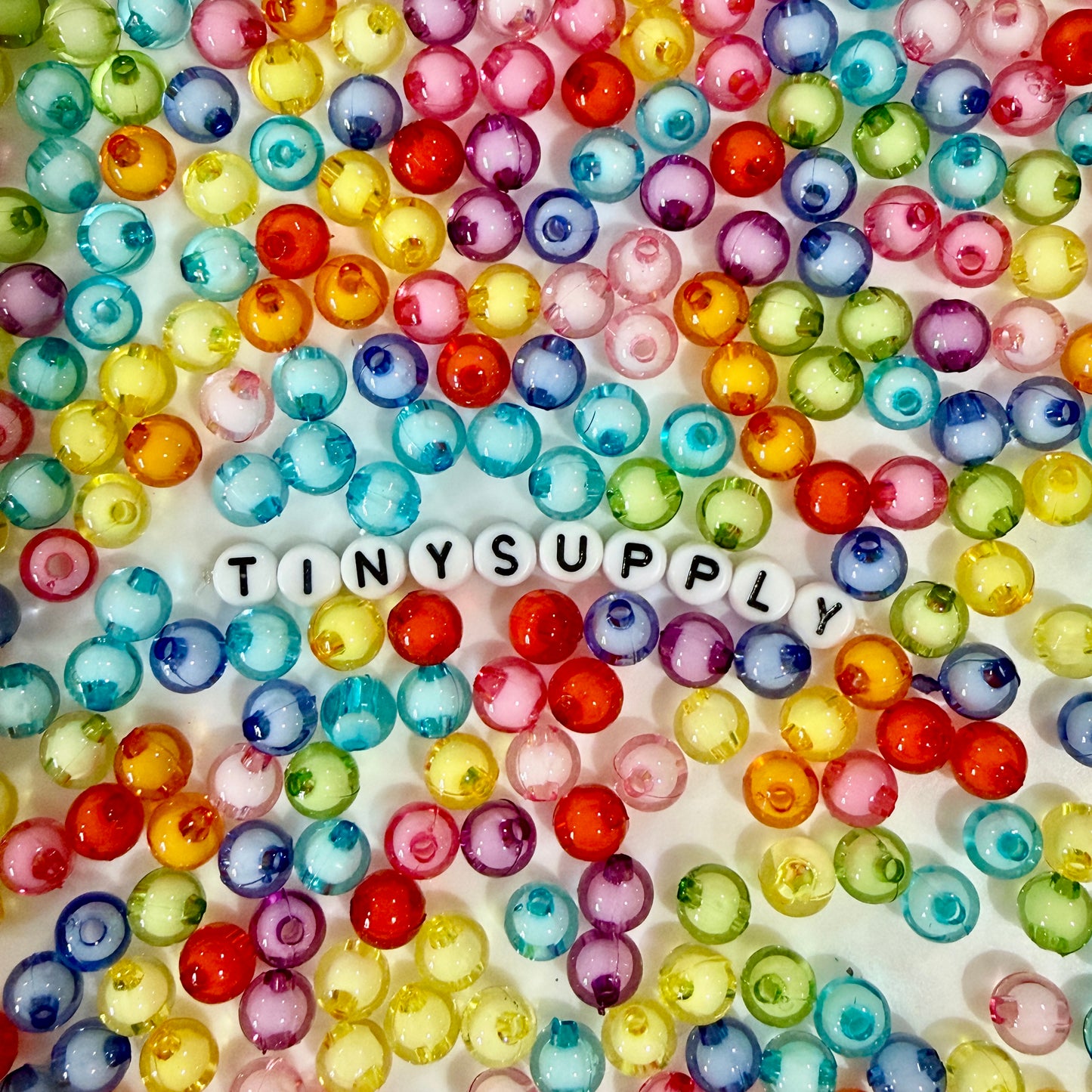 8MM Transparent Acrylic Rainbow Round Spacer Beads