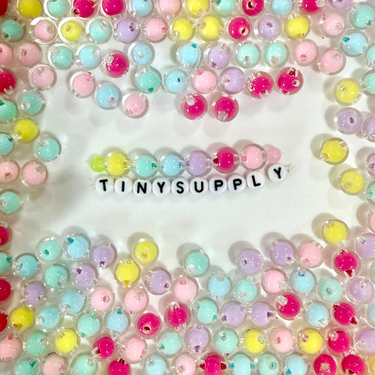 8MM/10MM Mixed Color Transparent Round Acrylic Bead (Hole: 2mm)