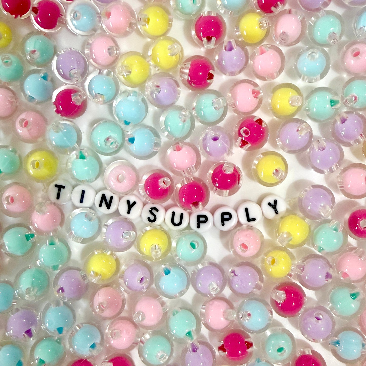 8MM/10MM Mixed Color Transparent Round Acrylic Bead (Hole: 2mm)