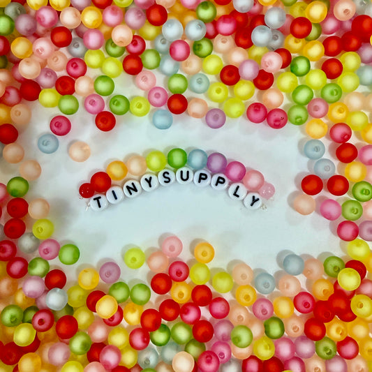 8MM Mixed Colors Frosted Round Acrylic Beads