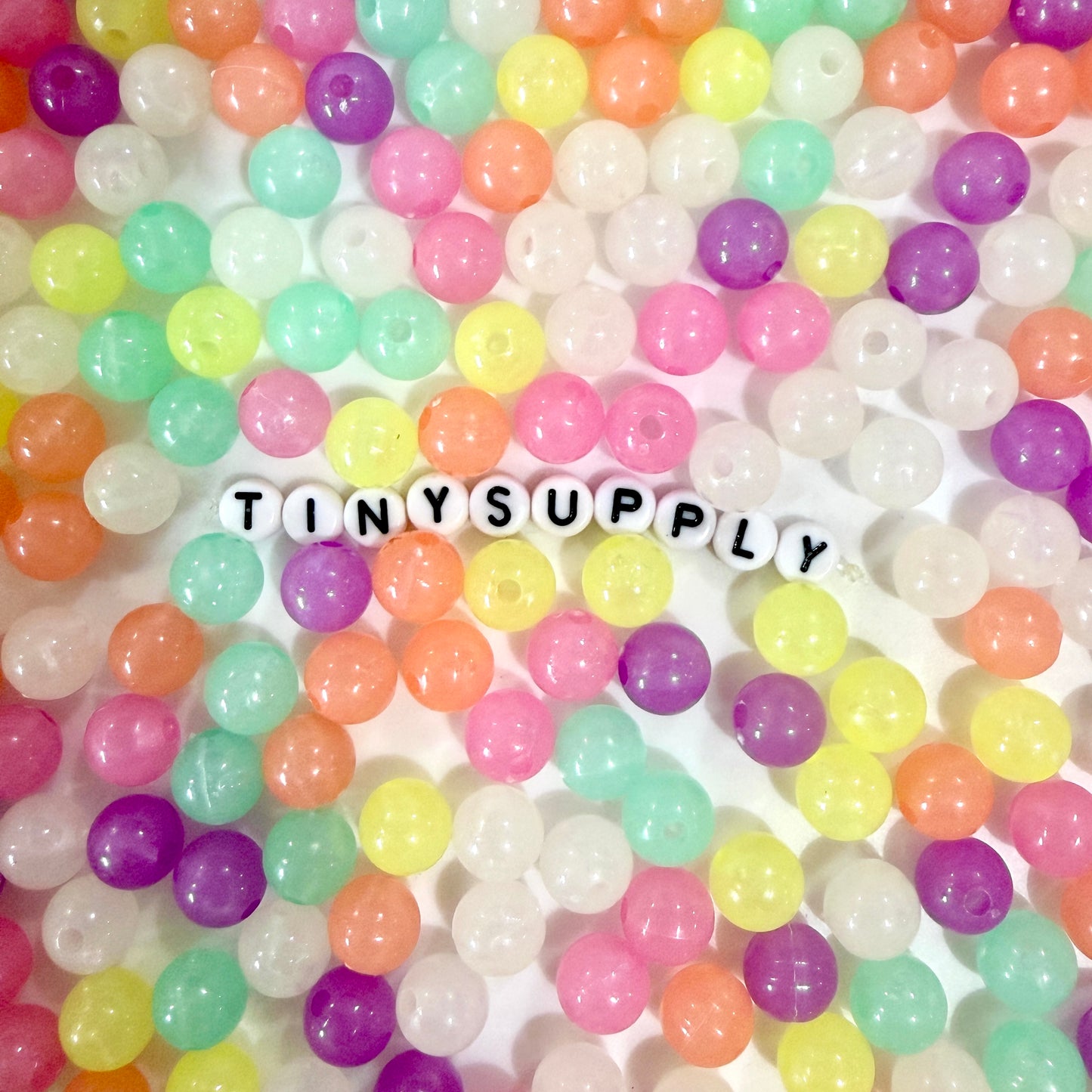 BULK 9.5MM Glow-in-the-dark Round Star Shaped Acrylic Spacer Beads