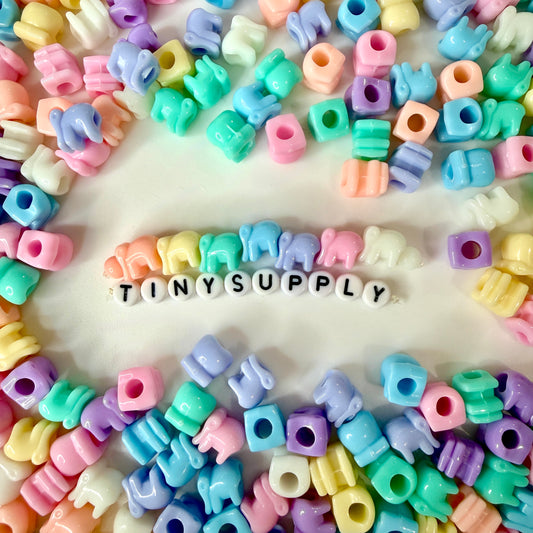 Pastel Acrylic Elephant Spacer Beads (10MM)
