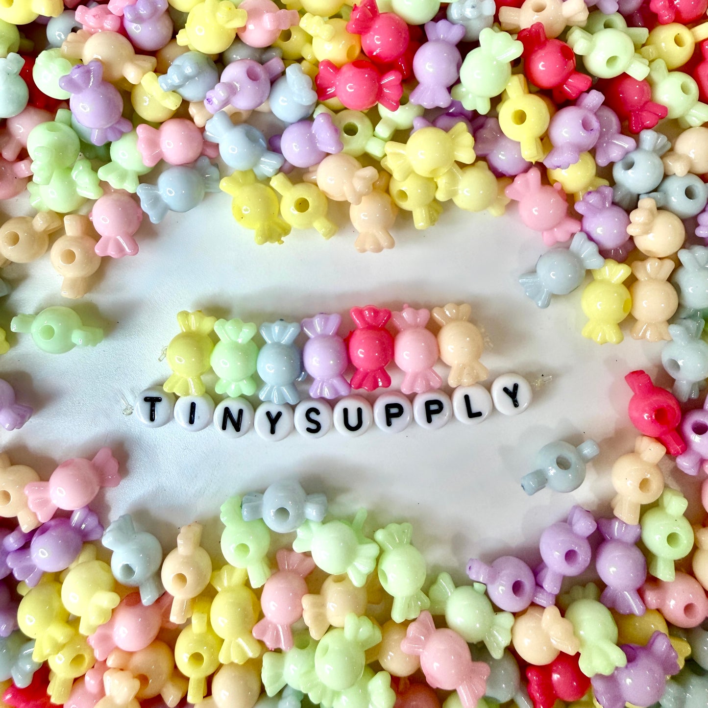 8MM x 14.5MM Mini Rainbow-Colored Wrapped Candy Beads