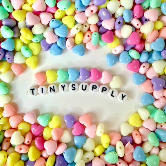 9MM Pastel Acrylic Rounded Heart Spacer Beads