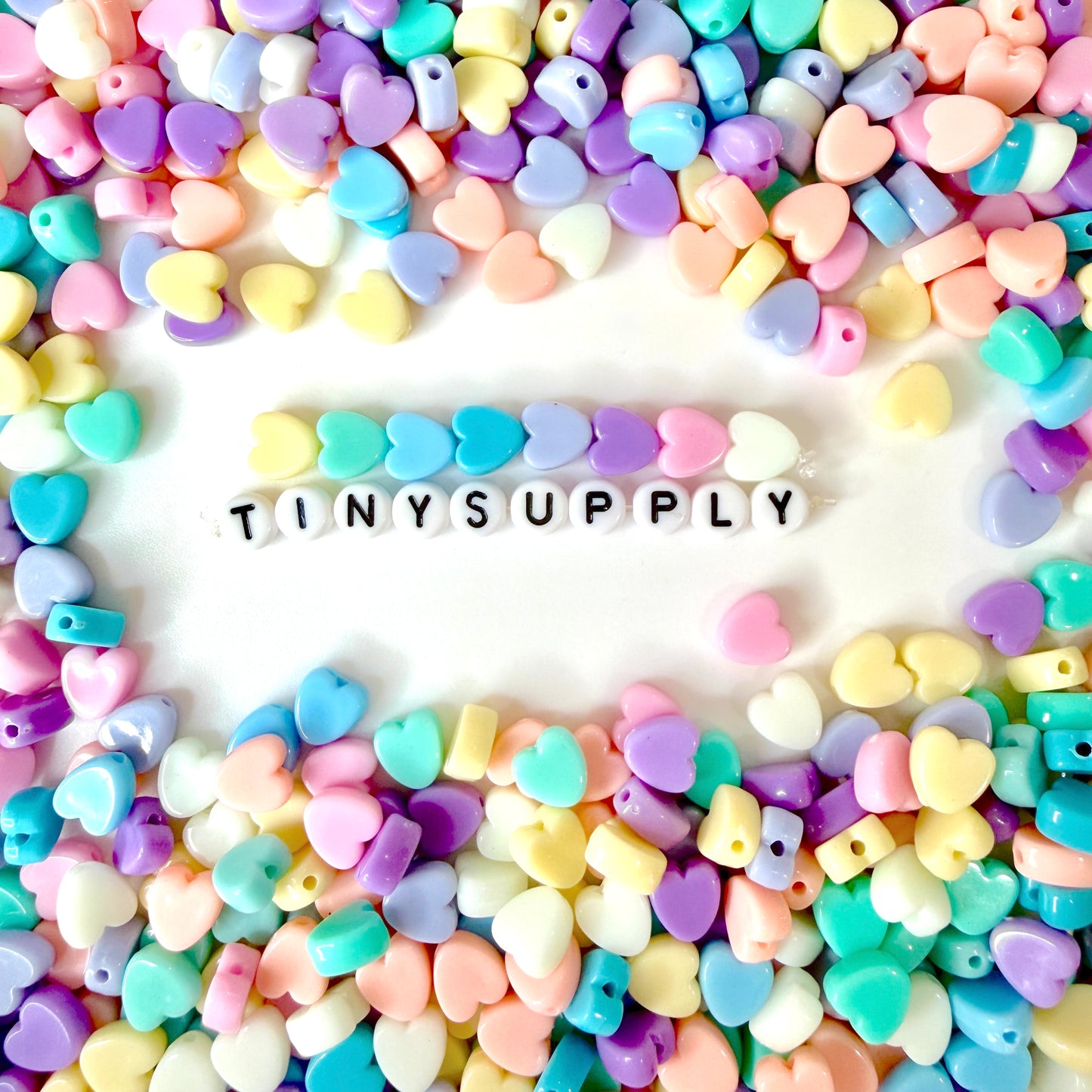 8MM Pastel Acrylic Heart Spacer Beads (Vertical Hole)