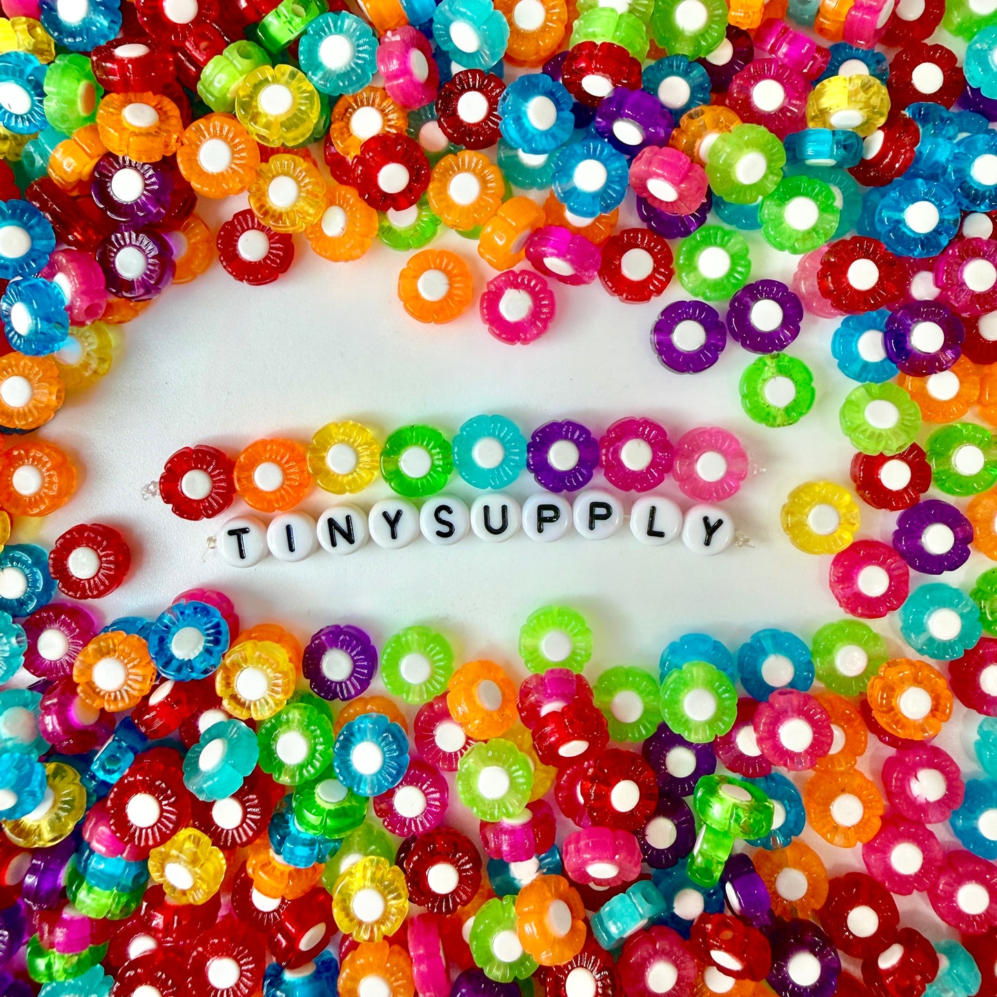 10MM Mixed Transparent Acrylic Rainbow Flower Spacer Beads