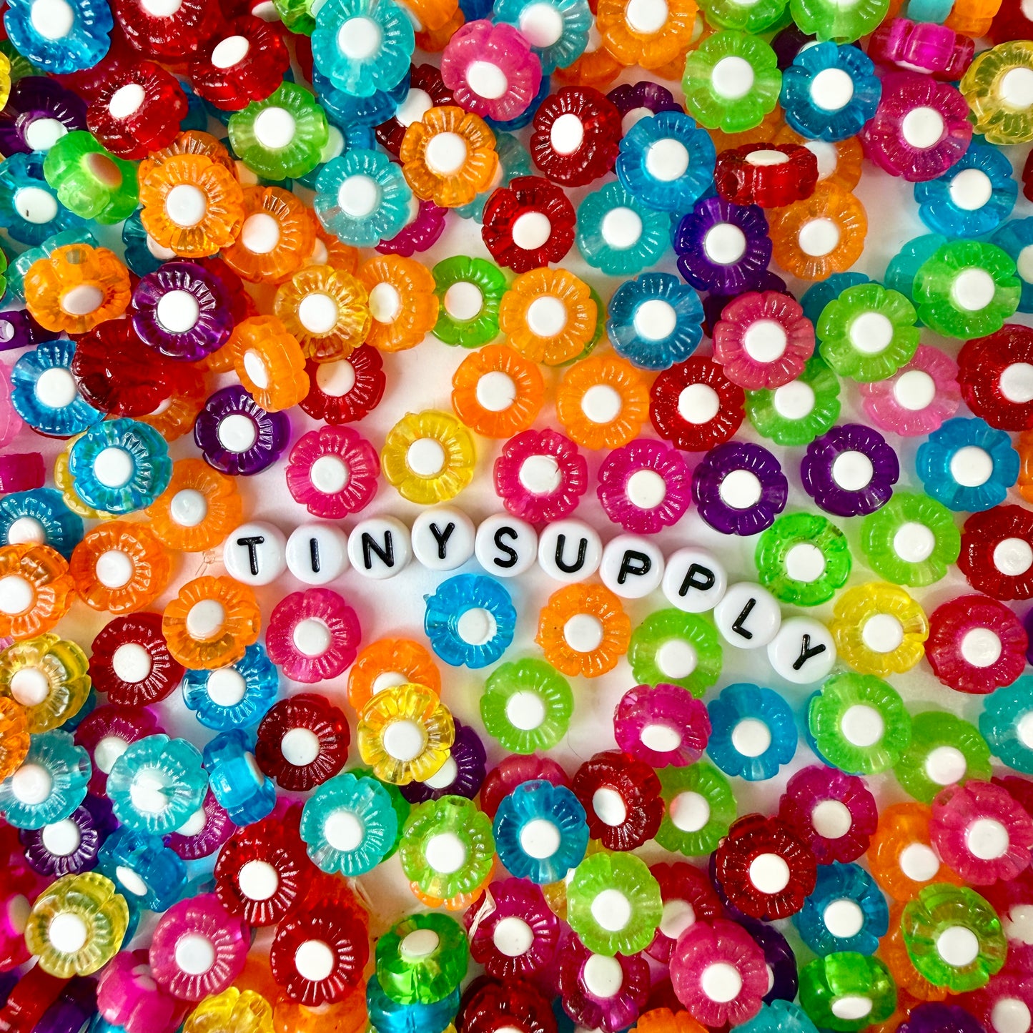 10MM Mixed Transparent Acrylic Rainbow Flower Spacer Beads