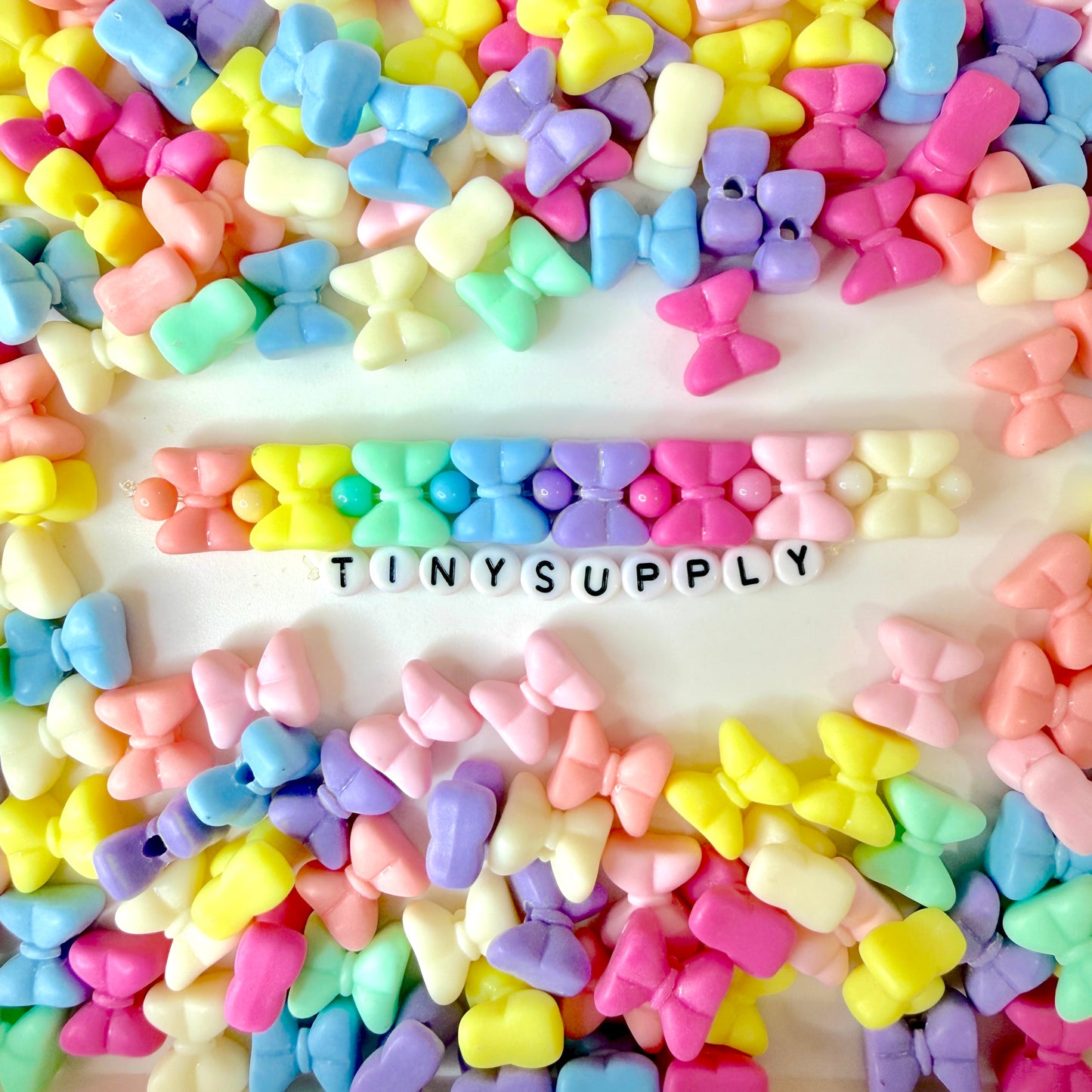 BULK 19MM Matte Pastel Bow Acrylic Spacer Beads