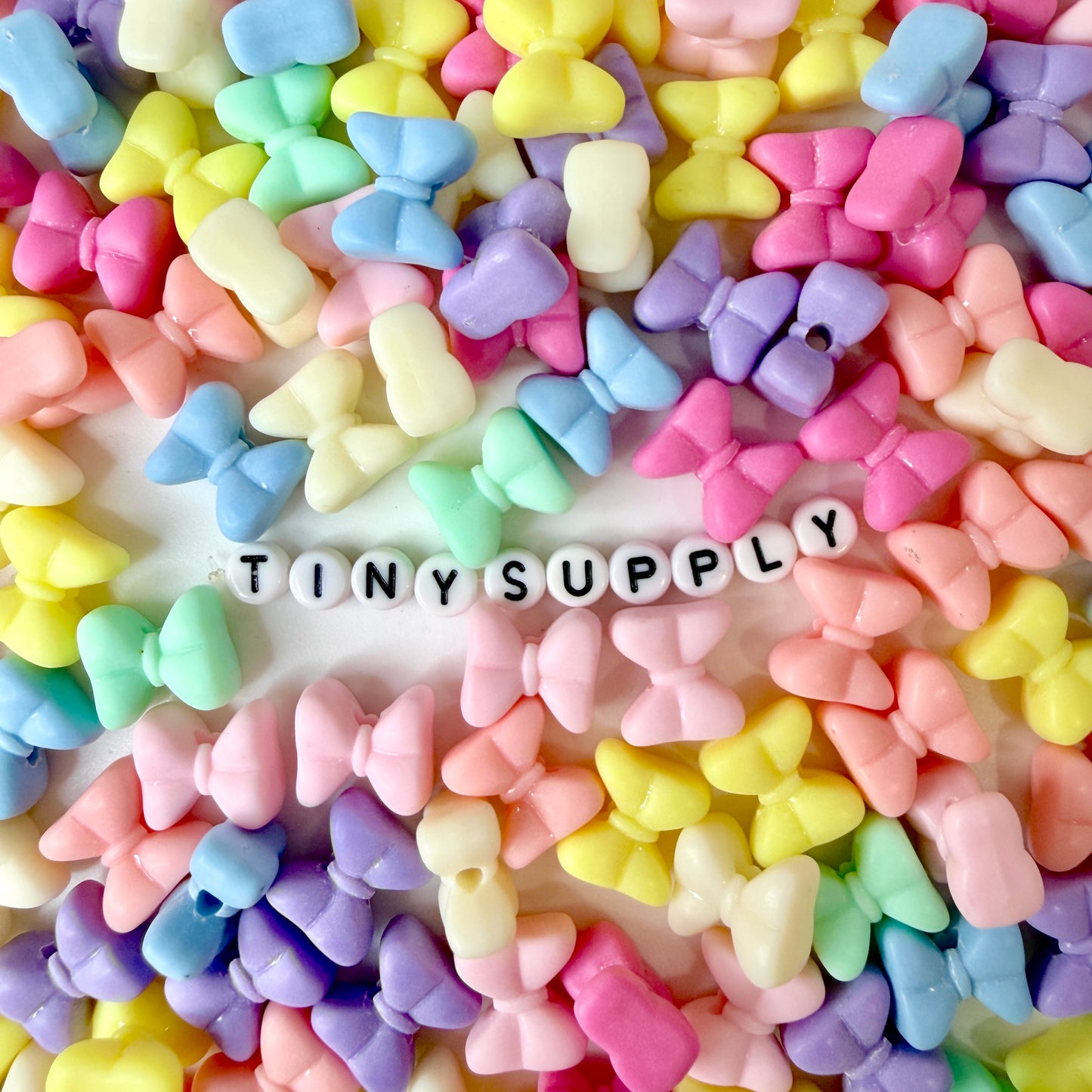 BULK 19MM Matte Pastel Bow Acrylic Spacer Beads