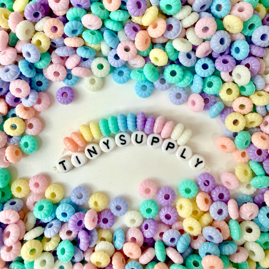 9MM Pastel Acrylic Ribbed Round Disc Spacer Beads