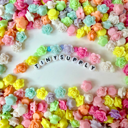 Pastel Acrylic Open Rose Spacer Beads (13MM x 8MM)