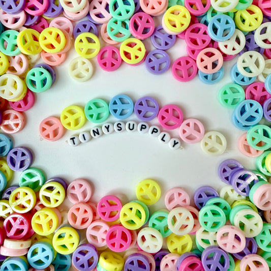 Chunky 12MM Pastel Acrylic Peace Sign Spacer Beads (12mm x 4mm)