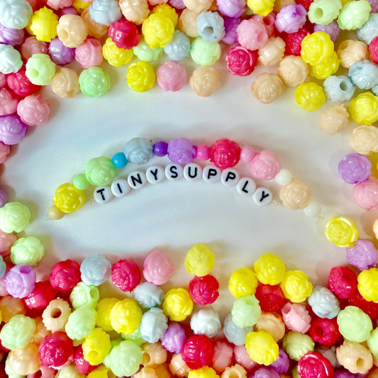 11MM Kawaii Pastel Acrylic Rose Flower Spacer Beads