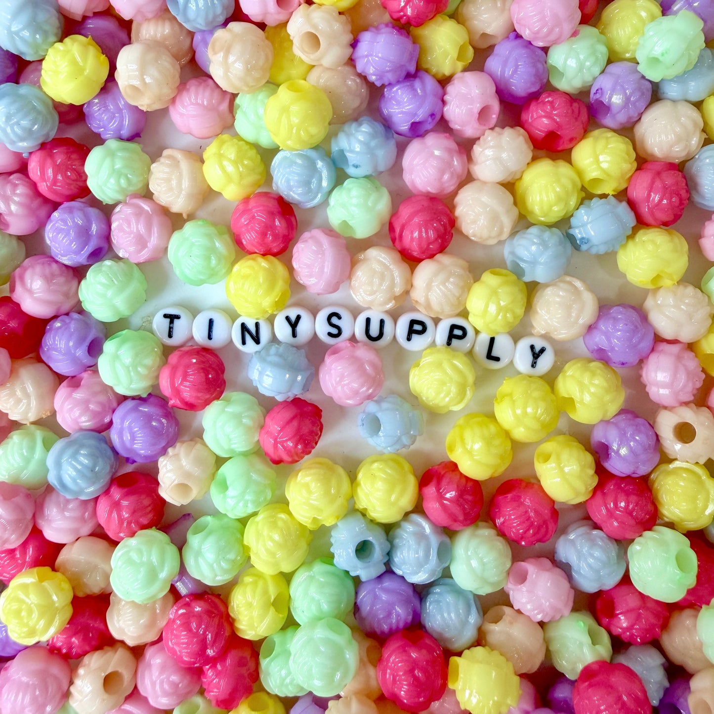 11MM Kawaii Pastel Acrylic Rose Flower Spacer Beads