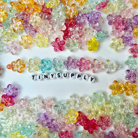 Chunky 15.5MM Mixed Color AB Transparent Sakura Flower Acrylic Beads