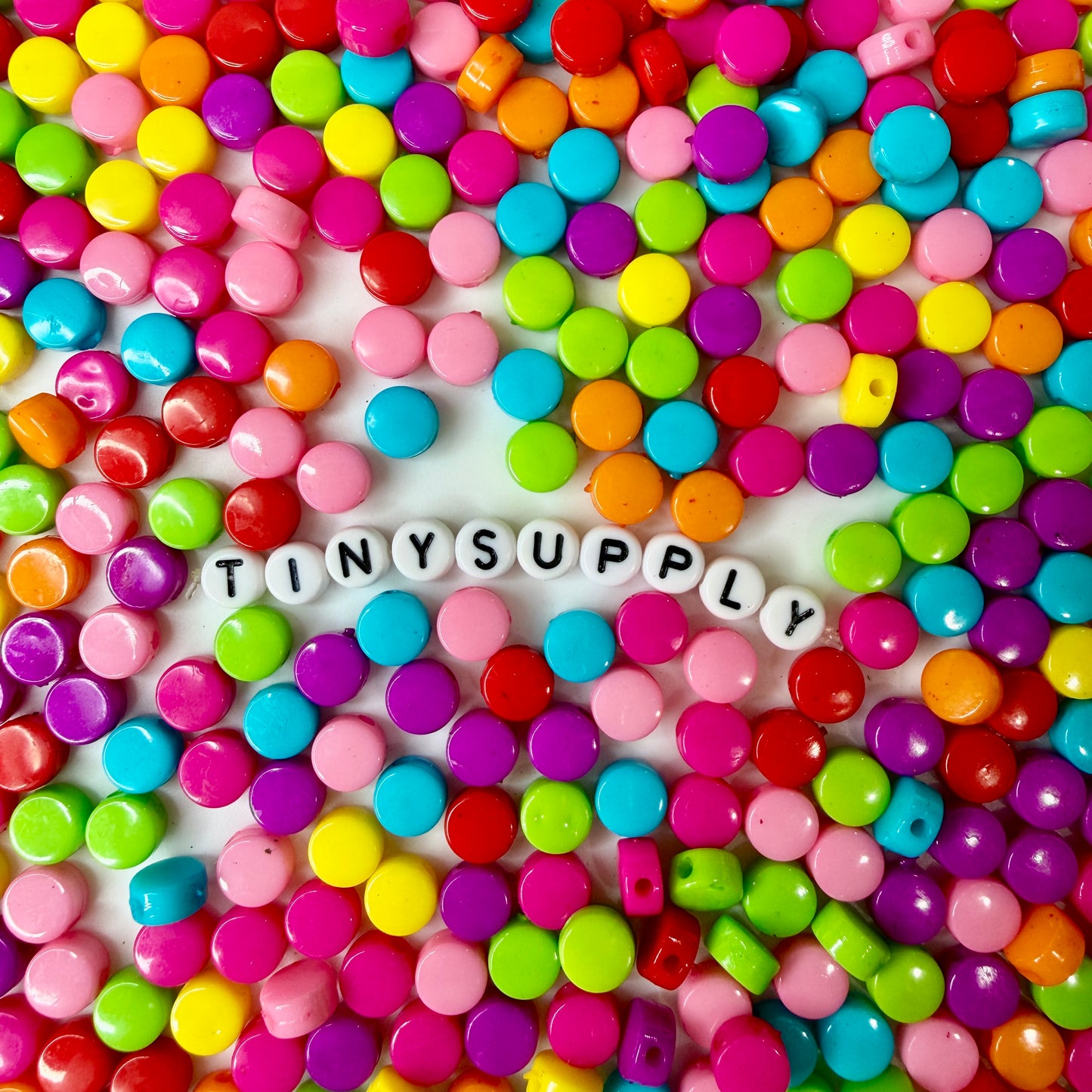 7MM Solid Neon-Colored Flat Round Spacer Beads