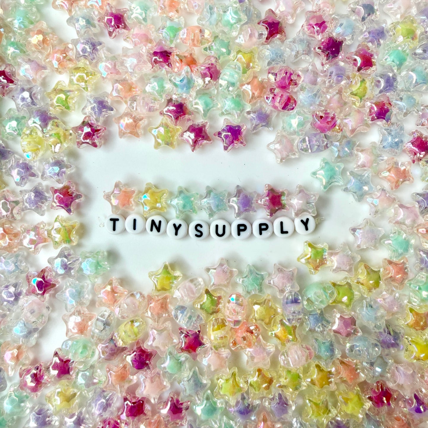 11MM Acrylic Star Beads: Iridescent Rainbow Mix