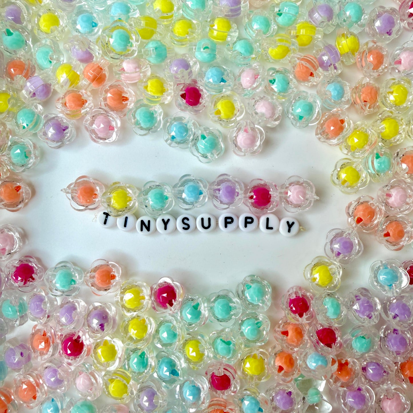 Chunky 13MM AB Flower Shaped Acrylic Spacer Beads