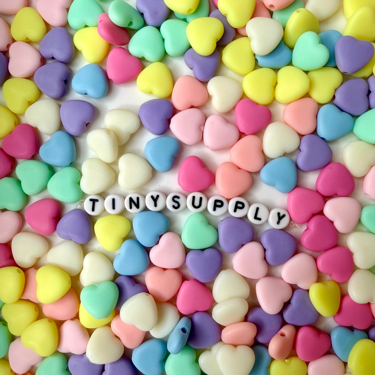 12MM Frosted Pastel Acrylic Heart Beads (12mm x 3mm)