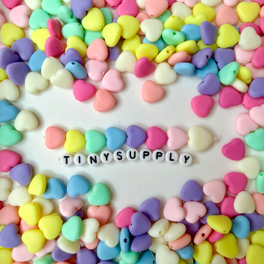 12MM Frosted Pastel Acrylic Heart Beads (12mm x 3mm)