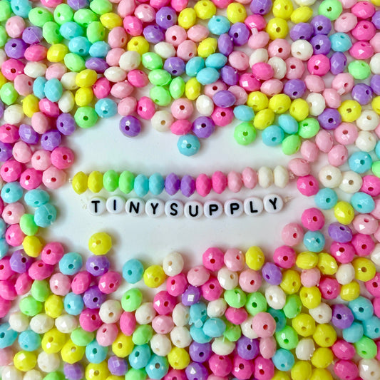 7.5MM Colorful Pastel Themed Mixed Color Rondelle Hexagon Shape Acrylic Beads