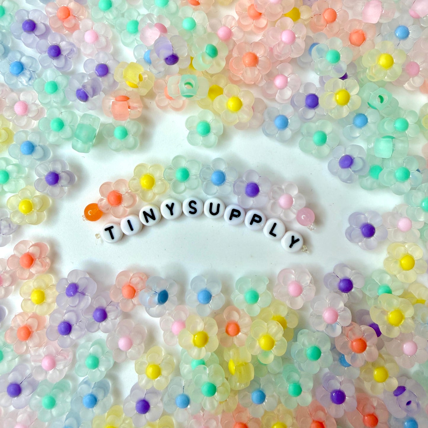 12MM Frosted Matte Acrylic Flower Transparent Outer Colored Inside Beads
