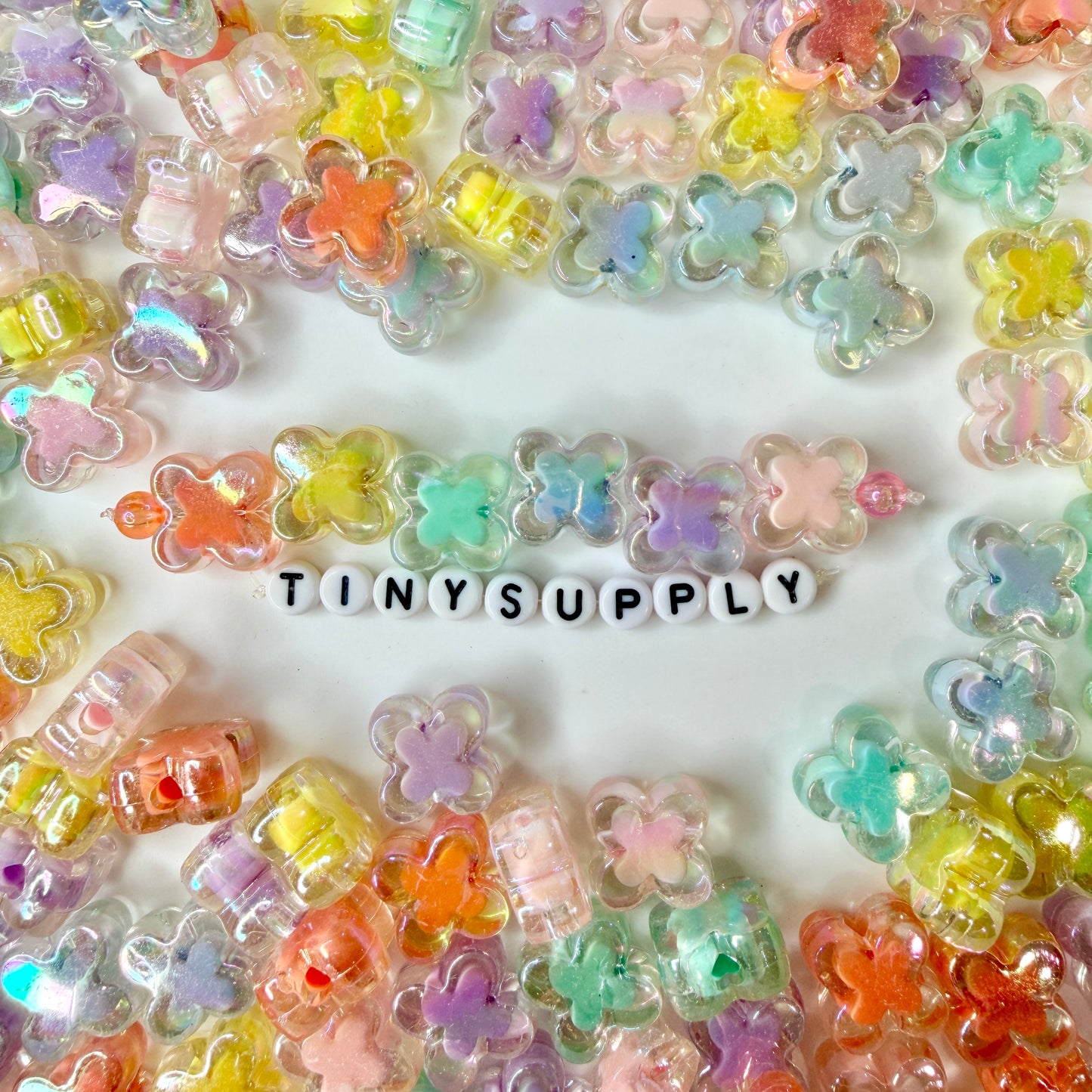 Chunky 15MM AB Clover Shaped Acrylic Spacer Beads