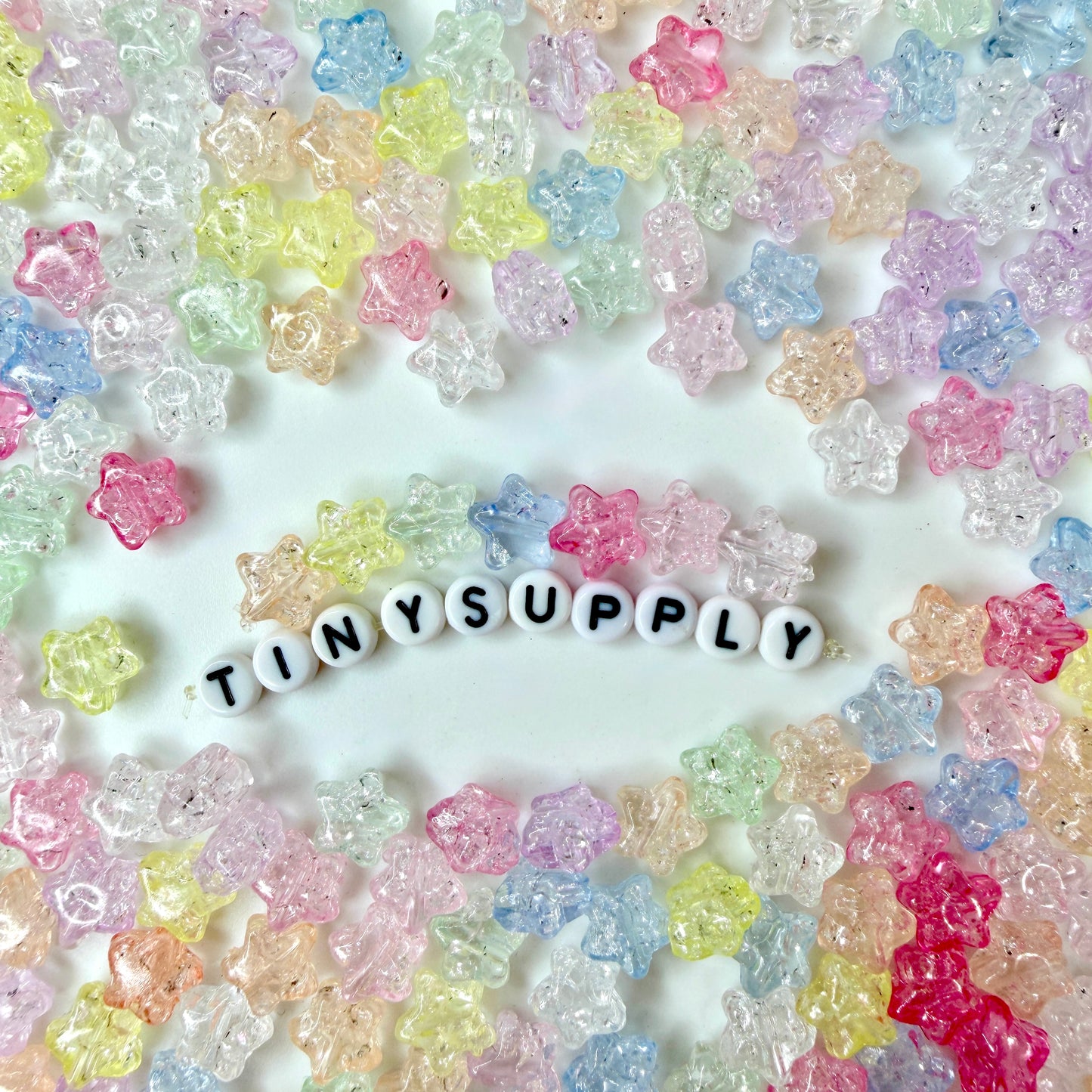 BULK 10MM Pastel Sparkle Candy-Colored Acrylic Star Bead
