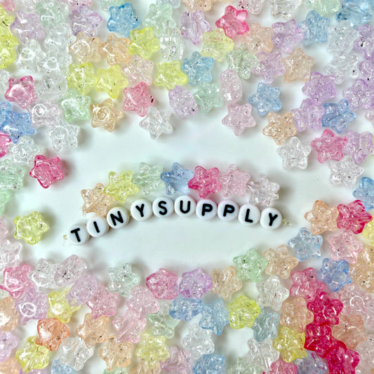 BULK 10MM Pastel Sparkle Candy-Colored Acrylic Star Bead