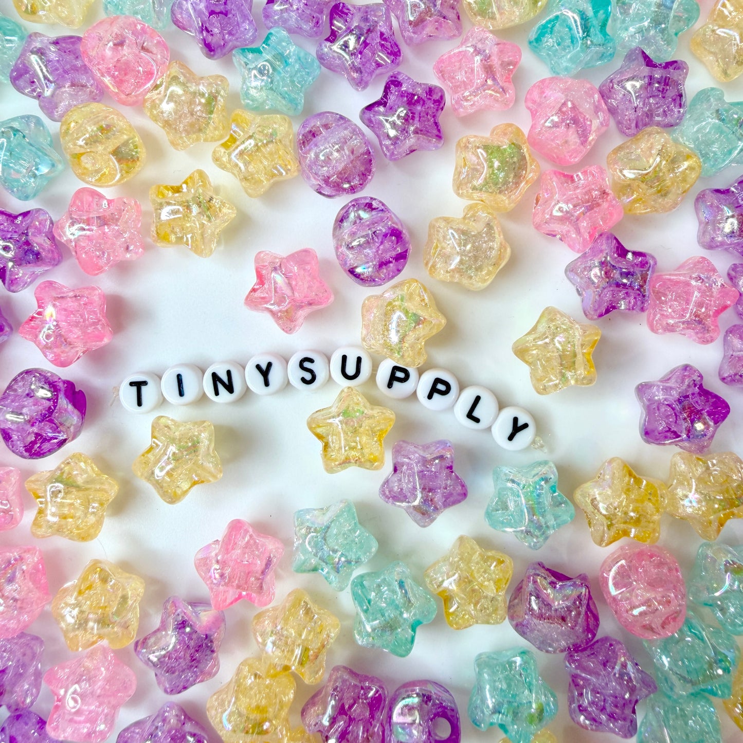 Chunky 13MM Glittery Puffy Star Shaped Acrylic Spacer Beads