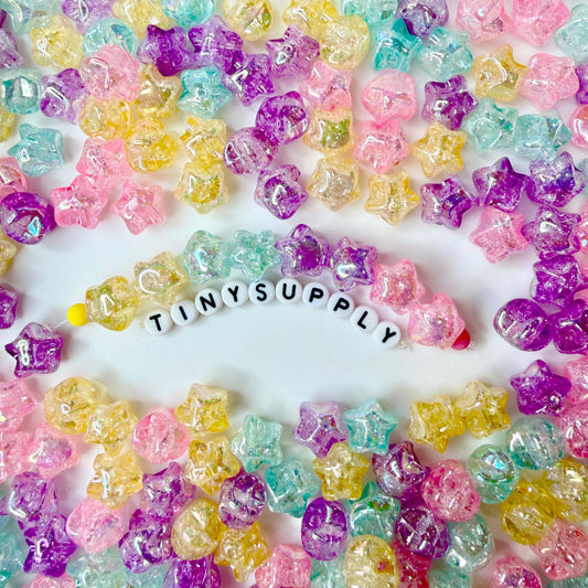 Chunky 13MM Glittery Puffy Star Shaped Acrylic Spacer Beads