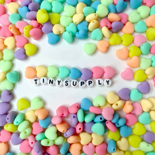 11MM Matte Rainbow Heart Shaped Acrylic Beads (1.8MM Hole)