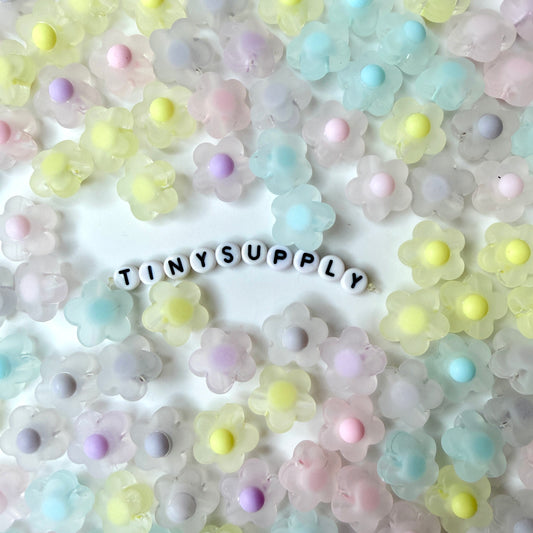 Chunky 17MM Frosted 5 Petal Flower Acrylic Bead