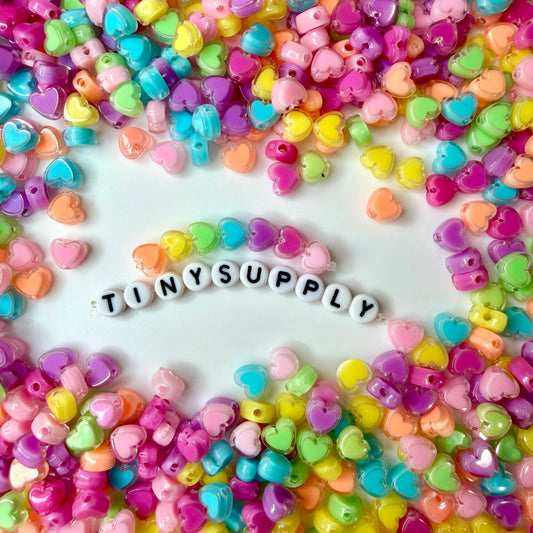 9MM Bright Colored Heart Acrylic Spacer Beads with Vertical Hole